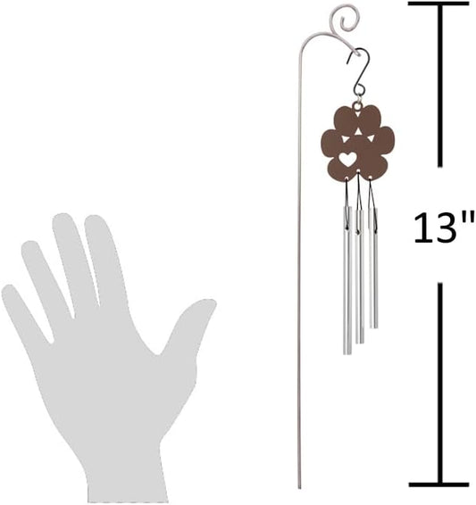 The Bridge Collection Paw Print Wind Chime with Garden Stand - Pet Memorial Wind Bell with Heart Cutout Design - Decorative Animal Remembrance Garden Accent
