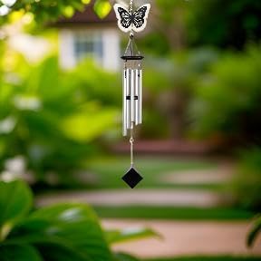 Carson 36"" Butterfly Two-Toned Wind Chime - Black and White Chime - Butterfly