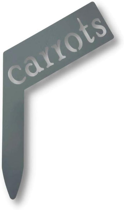 Planter Size Small Metal Garden Plant Vegetable Flower or Herb Markers 13.5 Inches Tall (carrots, Primed Finish)