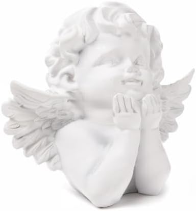 BRABUD Resin White Angle Statue Praying Cherub Statue Indoor Outdoor Home Garden Wings Angel Decoration Figurine Collection 4.9'' TQGJBS70