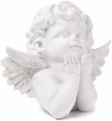 BRABUD Resin White Angle Statue Praying Cherub Statue Indoor Outdoor Home Garden Wings Angel Decoration Figurine Collection 4.9'' TQGJBS70