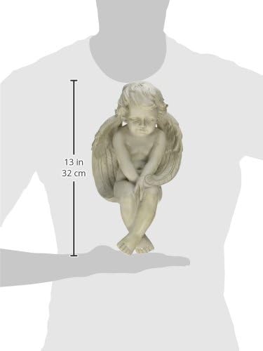 Design Toscano JE101261 Angel of Meditation Shelf Sitting Statue, 13 Inch, Polyresin, Antique Stone