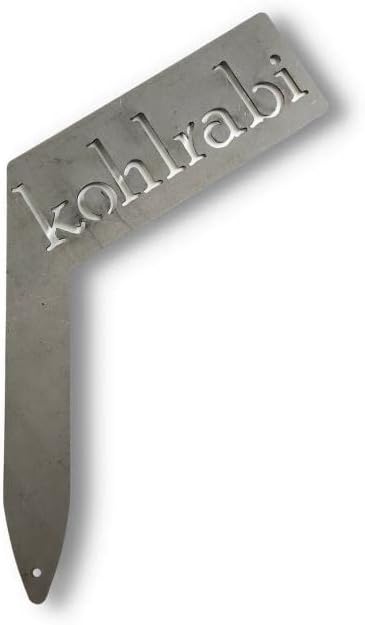 Planter Size Small Metal Garden Plant Vegetable Flower or Herb Markers 13.5 Inches Tall (kohlrabi, Raw, Unfinished Steel)