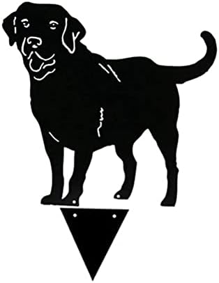 Pssopp Garden Metal Dog Stakes, Labrador Silhouette Animal Sculpture for Backyard Garden Decoration (Black)