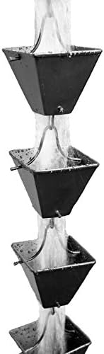 Nutshell Stores Medium Square Cups Rain Chain - Black - 11 Feet