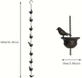 Hanging Rain Chime Metal Bird Rain Chain Outside Decorative for Terraces Villas Courtyards,Brass,240 * 6.1 * 8.6cm