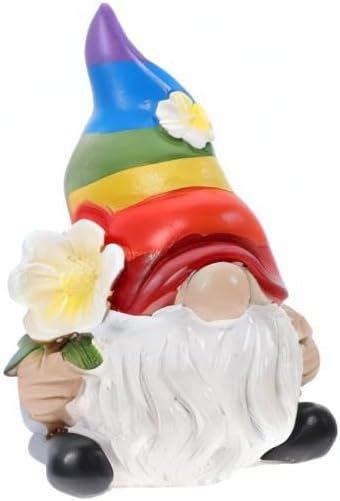 Cabilock Rainbow Gnome Garden Statue Scandinavian Tomte Nisse Figurine Gay Pride LGBTQ Cheer Up Decorations for Home Farmhouse Kitchen Decor (2.7x4.3 inch)