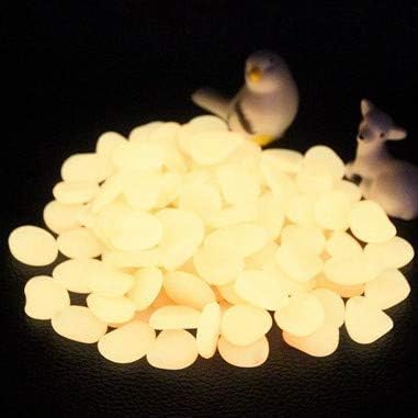 150Pcs Glow Stones Glow in The Dark Garden Stones Pebbles, Gardening Luminous Stones Outdoor Decor Glowing Water Fish Tank Gravel (Orange)