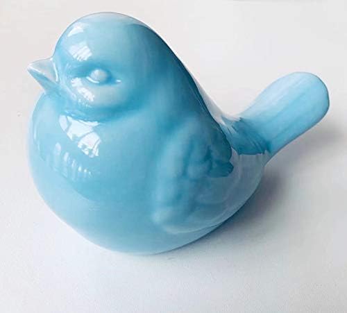 New Blue Bird Figurine, Ceramic Chubby Bird Figure Cottage Animal Bird Statue Decorations for Home Garden Decor Accents