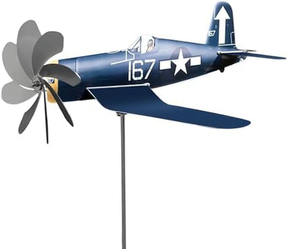Airplane Wind Spinner - Outdoor Metal Windmill | Stainless Steel Aircraft Wind Sculpture Spinner | Garden Sculpture for Lovers