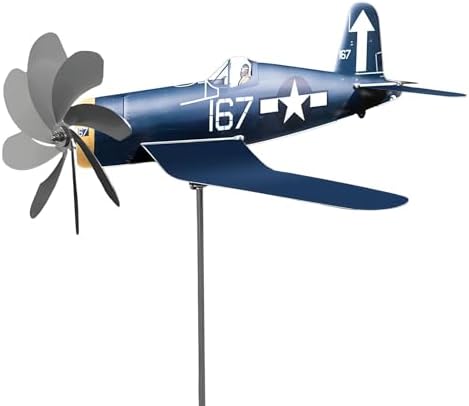 Airplane Wind Spinner - Outdoor Metal Windmill | Stainless Steel Aircraft Wind Sculpture Spinner | Garden Sculpture for Lovers