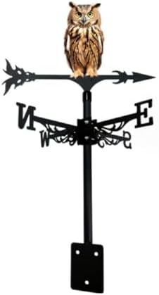 Colorful Rooster Weather Vane Spinner Wind Direction Farm Scene Stake Metal Outdoor Peacock Weathervane Ornament for Garden Yard Decoration (Owl)