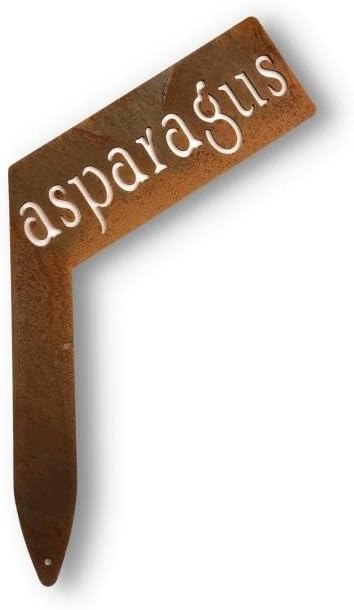 Planter Size Small Metal Garden Plant Vegetable Flower or Herb Markers 13.5 Inches Tall (asparagus, Naturally Rusted)