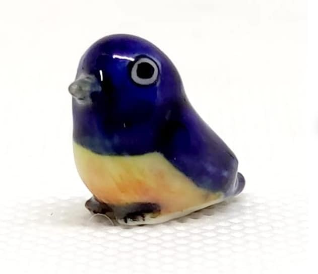 Bird Micro Tiny Dollhouse Figurines Hand Painted Ceramic Animals Collectible Gift Home Garden Décor (Blue Bird)