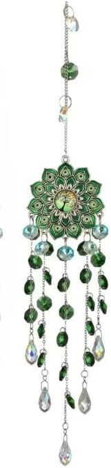 Crystal SunCatcher for Window, Sun Catchers with Crystals, Hanging Crystals Rainbow Maker, Wind Chime, Hanging Crystal for Decoration (Green)