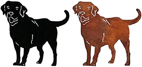 Pssopp Garden Metal Dog Stakes, Labrador Silhouette Animal Sculpture for Backyard Garden Decoration (Black)