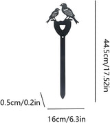 American Style Rural Garden Ornaments, Iron Art with Two Sparrows Accompanying Each Other, Flower and Ground Planting, Retro Courtyard Gardening Landscape Decoration (Black)