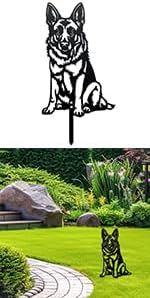 WADORN German Shepherd Yard Silhouette, Black Garden Dog Statue Ornament Outdoor Metal Art Dog Silhouette Signs Iron Decorative Garden Stakes Dogs Lover Gift Silhouettes for Yard Lawn Outside Patio