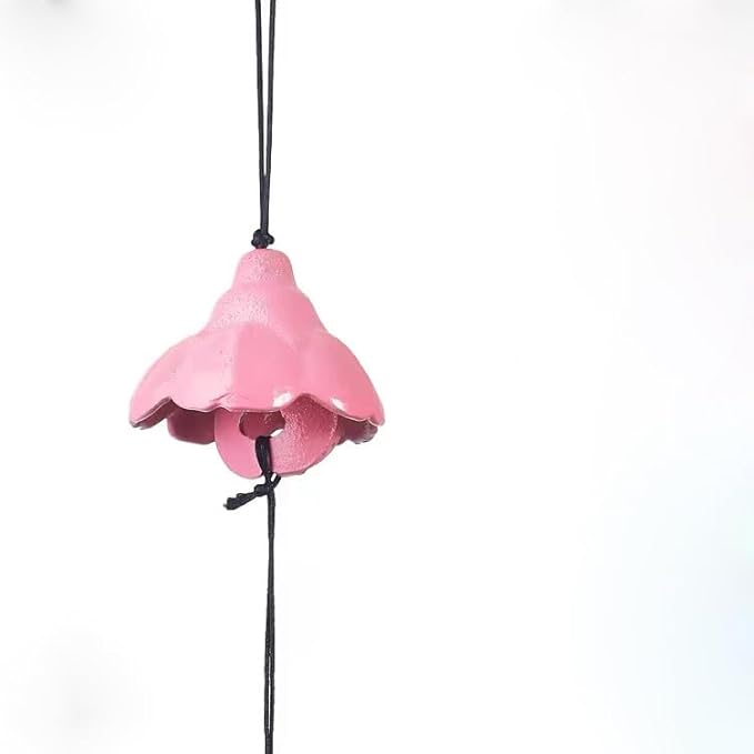 Cherry Blossom Small Japanese Wind Chimes Outdoor, Handmade Pendants Wind Bells, Cast Iron Wind Chimes for Outside with Soothing Melodic Tones for Garden Patio Balcony Home Décor, Pink