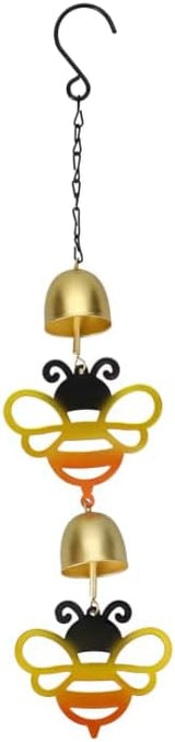 16 Inch Hanging Bumble Bee Bell Wind Chime Decorative Outdoor Metal Chime, Double Bells Design, Garden & Patio Hanging Decor Home Décor for Doors, Windows & Kitchens