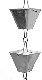 Nutshell Stores Extra Large Square Cups Rain Chain - Aluminum - 14 Feet
