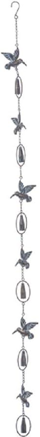 Ganz Bronze Patina Hummingbird Metal Rain Chain with Bell 75 Inch