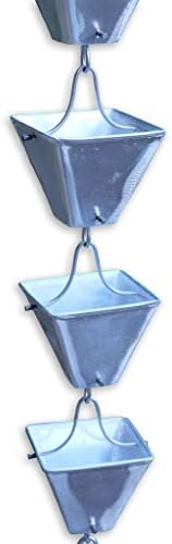 Nutshell Stores Medium Square Cups Rain Chain - Aluminum - 12 Feet