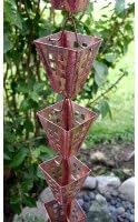 Arts & Crafts Square Cups Rain Chain with Installation Kit (10 Foot)