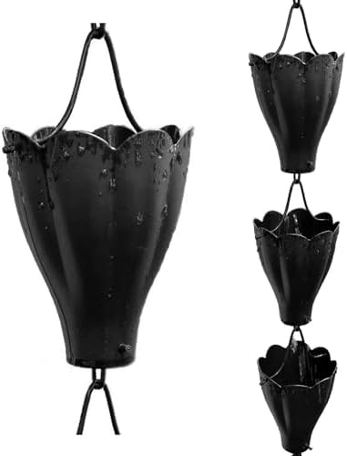 Nutshell Stores XL Scallop Cups Rain Chain - Black - 17 Feet