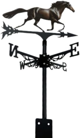 Colorful Rooster Weather Vane Spinner Wind Direction Farm Scene Stake Metal Outdoor Peacock Weathervane Ornament for Garden Yard Decoration (Horse B)