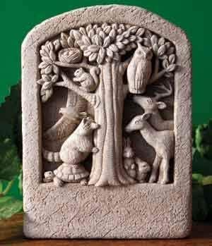 Carruth Studio, Woodland Gathering Garden Statue Figurine, Original Sculpture Handcrafted in Stone, Artisan Made