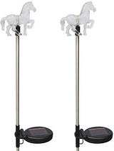 Outdoor Garden Set of 2 Solar Stake Light with Horse Decorative Lights, Multi-Color Changing LED Solar Lights for Yard Decorations, Garden Gifts…