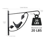 Hanging Plant Bracket - 12" Wall Mount, Black, 4 Pack