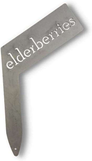Planter Size Small Metal Garden Plant Vegetable Flower or Herb Markers 13.5 Inches Tall (elderberries, Raw, Unfinished Steel)
