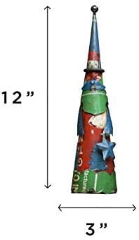 DeKulture Festive Recycled Iron Santa Claus Statue | Christmas Decoration | Yard Art, Fence Topper (3H x 12L Inches)