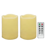 Waterproof LED Flameless Candles - 3x4" Remote Timer 2-Pack