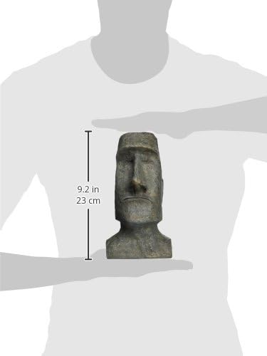 Design Toscano Easter Island Ahu Akivi Moai Monolith Garden Statue, Desktop, 9 Inch, Cast Stone Resin, Grey Stone