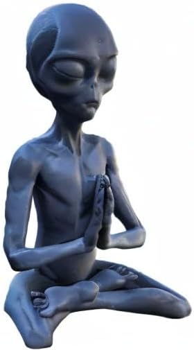 Meditating Alien Garden Sculptures & Statues, Alien Resin Statue Ornament Yard Best Art Decor for Indoor Outdoor Home or Office Collectible Figurine Gift, Grey, Small (SNSN-cijia-1)