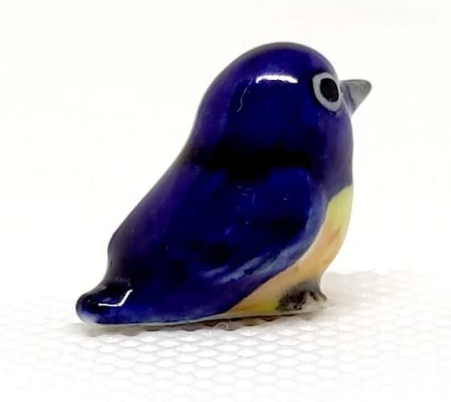 Bird Micro Tiny Dollhouse Figurines Hand Painted Ceramic Animals Collectible Gift Home Garden Décor (Blue Bird)