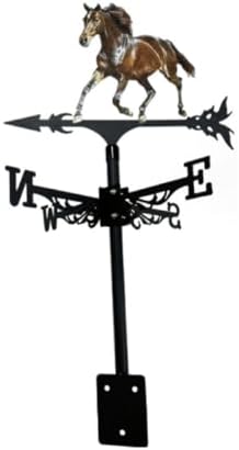 Colorful Rooster Weather Vane Spinner Wind Direction Farm Scene Stake Metal Outdoor Peacock Weathervane Ornament for Garden Yard Decoration (Horse C)