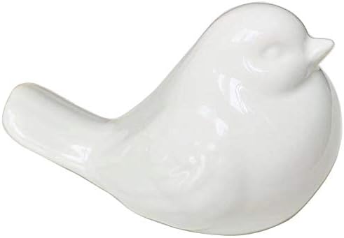 New White Bird Figurine, Ceramic Chubby Bird Figure Cottage Animal Bird Statue Decorations for Home Garden Decor Accents