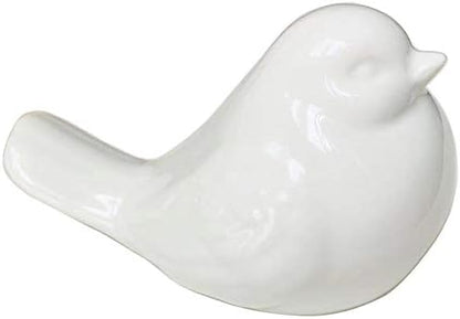 New White Bird Figurine, Ceramic Chubby Bird Figure Cottage Animal Bird Statue Decorations for Home Garden Decor Accents