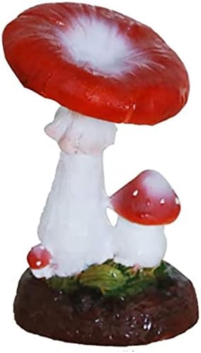 Garden Statue Animal Sculpture Outdoor Decor Gift Resin Mushroom Garden Statues, Outdoor Decor Figurines Patio Yard Lawn Ornaments Fairy Garden Collectibles Front Porch Sculptures(Red,9x8x12.5cm)
