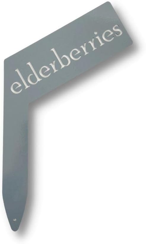 Planter Size Small Metal Garden Plant Vegetable Flower or Herb Markers 13.5 Inches Tall (elderberries, Primed Finish)