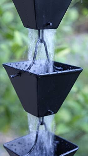 Nutshell Stores Medium Square Cups Rain Chain - Black - 18 Feet