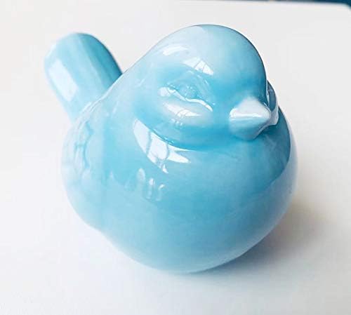 New Blue Bird Figurine, Ceramic Chubby Bird Figure Cottage Animal Bird Statue Decorations for Home Garden Decor Accents