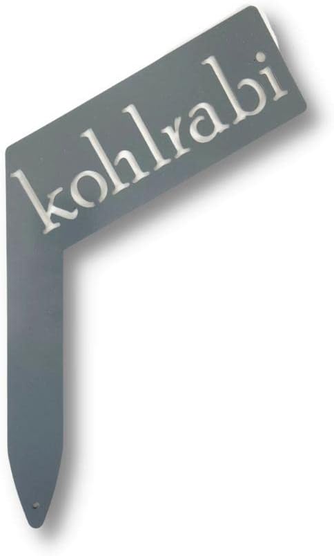 Planter Size Small Metal Garden Plant Vegetable Flower or Herb Markers 13.5 Inches Tall (kohlrabi, Primed Finish)