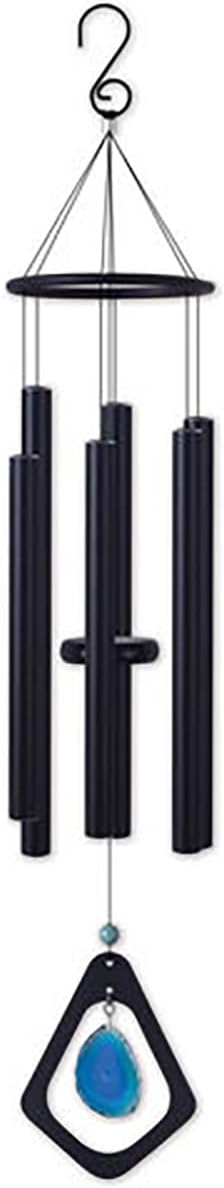 Sunset Vista Designs Azure Blue Agate Gemstone 29.5 inch Metal Decorative Outdoor Garden Wind Chime Noisemaker