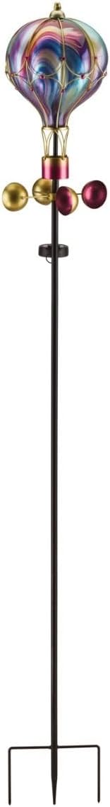 Regal Art & Gift Swirl Balloon Spinner, 62-Inch Solar Garden Stake - Metal Wind Spinner with Solar Light - Outdoor Kinetic Garden Sculpture for Yard Art, Patio & Lawn Décor - Purple