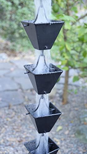 Nutshell Stores Medium Square Cups Rain Chain - Black - 20 Feet